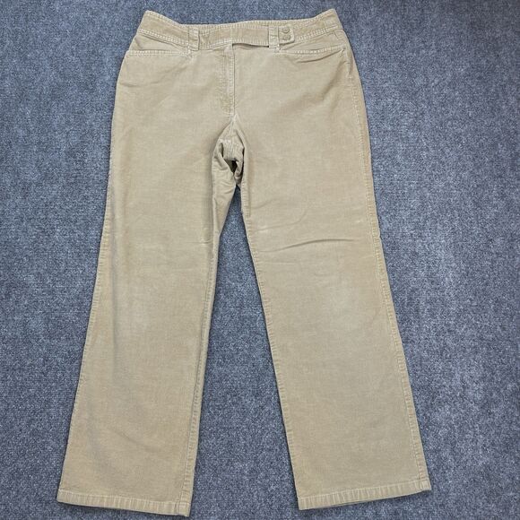 Talbots Corduroy Pants Womens 16 Petite Khaki Straight Leg Stretch Cotton Blend - Picture 1 of 9